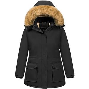 CREATMO US Womens Plus Size Winter Coats for Women Women's Waterproof Thicken Coat with Faux Fur Hood Black, Size 4X
