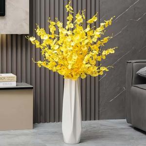 Ceramic Large Floor Vase, GDSZJLJ White 17.7" Tall Flower Vase Decorative Vases for Living Room Modern Home Decor Office Bedroom Kitchen Wedding House Dcor, Gift for Wedding Housewarming (5-stripes)