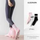 ULEEMARK Womens Pilates Non slip Yoga Socks Dance Gym Exercise Ankle Socks (One Size, 3 Pack Black White Pink)