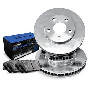 R1 Concepts Front Brake Kit For 2013-2019 Nissan Sentra| Blank Brake Rotors| Semi-Metallic Brake Pads and Rotors Kit