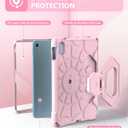 Case for iPad 11th Generation (A16 11-Inch 2025)/ iPad 10th Gen (10.9" 2022)- Durable Shockproof Lightweight EVA Kids Case with Screen Protector & 360 Rotating Hand Strap/Stand (Light Pink)