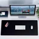 Large Gaming Mouse Pad, 4mm Black Thick Computer Extended Mousepad for Laptop, Keyboard Mat with Non Slip Rubber Base, Stable Desk Pad with Stitched Edges, 35.4x15.7x0.16in