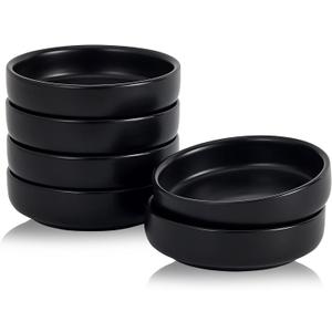 Ceramic Soy Sauce Dish,3.5 Inch Dipping Bowls Side Dishes Set of 6, Small Appetizer Pinch Dip Bowls for Condiments, Sushi, Ketchup, BBQ (Black)
