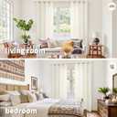 YoungsTex Ivory Linen Curtains 84 Inch Length for Living Room, Rusitc Semi Sheer Drapes with Bronze Grommet Privacy Light Filtering for Bedroom Farmhouse Decorative, 52 x 84 Inch, 2 Panels