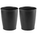 iDesign Round Bathroom Trash Can, Plastic Bathroom or Office Trash Can, Set of 2, Black, Made in USA