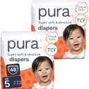Pura Baby Diapers Size 5 (27-35 lbs) 48 Count Sensitive Skin