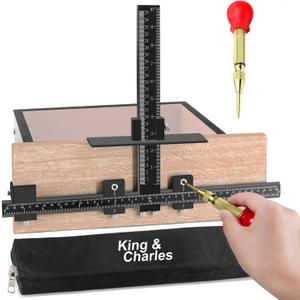 King&Charles Cabinet Hardware Jig, Aluminum Alloy Cabinet Handle Jig with Automatic Center Punch, Avoid Jitter Caused by Direct Drilling, Use for Handles and Pulls on Drawers/Doors.