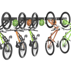 TORACK Wall-mounted Swivel Bike Rack, Garage Vertical Bike Storage Hangers for 5 Bikes Rotating Bike Storage Hooks