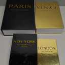 Sabary Set of 4 Decorative Books Boxes Faux Books Stacked for Coffee Tables Modern Home Bookshelves DIY Crafts Decor(Modern Style,Black and Gold)