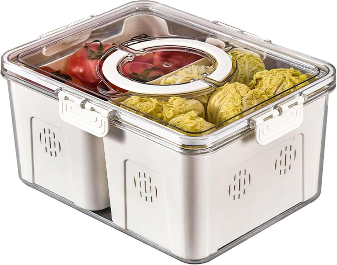 RTHIEAI Refrigerator Organizer With Lids (2 Compartments), Fridge Storage, Fridge Organizers And Storage Clear, Fridge Organization, Storage Containers, Stackable With Lid Fridge Organizers