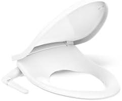 KOHLER PureWash M250 Manual Elongated Bidet Toilet Seat, White, Quiet-Close Lid Prevents Slamming, Easy Installation with Quick-Release Hinges, Adjustable Spray Position & Pressure