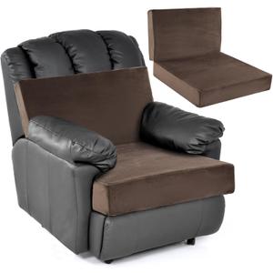 HOMBYS Foam Recliner Chair Cushions for Elderly, 4" Thick Chair Pads with Back Support for Office, Non-Slip Medium Firm Seat Cushion with Lumbar Pillow (Brown, 22"x22"+13" Backrest)