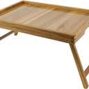 VaeFae Acacia Bed Table Tray, Wooden Breakfast Tray with Folding Legs, Bed Tray for Eating and Laptop, Eating Trays for Bedroom (Large Size)