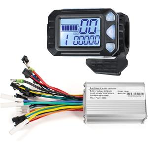24V 36V 48V Electric Bike Controller Kit 17A 350W Brushless Motor Controller and Ebike LCD Display Electric Scooter Controller Electric Bicycle Speed Controller with Ebike Screen BLDC Controller