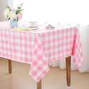 B-COOL Pink Plaid Tablecloth Easter Checkered Tablecloth Fabric Pink and White Gingham Flag Table Cover for Parties, Valentines, Race Car Birthday Party, Birthday, Outdoor Picnic, 56x84inch