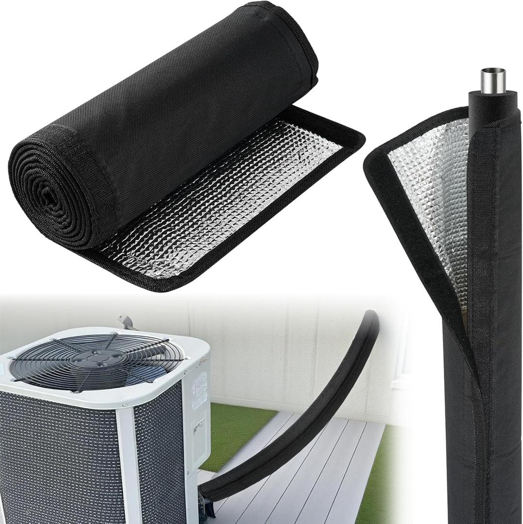 3Layer HVAC Copper Pipe Insulation Cover, 72" 10.2", UV & Weather Resistant AC Line Sleeve with Velcro Closure