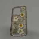 LSEEKA for iPhone 16 Pro Clear Case with Pressed Real Flowers Design,Glitter Cute White Floral Pattern Slim Soft TPU Protective Women Girl's Phone Cover for iPhone 16 Pro