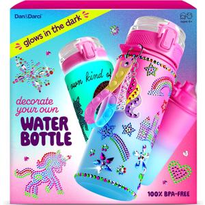 Dan&Darci Decorate Your Own Glow-in-the-Dark Water Bottle Kit for Girls - Birthday Gifts for Girl Ages 4-6 5-7 6-8 - 4 5 6 7 8 Year Old Birthday Gift Ideas - Arts and Crafts for Kids Age 6-8