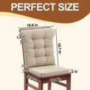ROYALAY 2 Sets Cushions for Kitchen Chairs, Dining Chair Back Cushion with Straps, Dining Room Seat Pad & Back Pad with Removable Cover, White, 19.7inx19.3inx1.57in