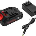 21v Lithium Battery - 2.0 Ah Battery with Charger Adapter Led Indicator Compatible with Leaf Blower and Cordless Tiller