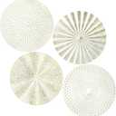 Hicarer 4 Pcs 12 Inch Metal Wall Art Decor Sunburst Hanging Metal Artwork Decor Wall Art Decorations for Home Living Room Office Gift for Christmas(White Gold)