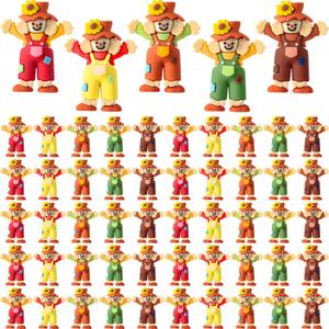 50 Pcs Fall Scarecrows Mini Figurines Thanksgiving Rubber Scarecrow Figurines Tiny Autumn Statue for Hide and Seek Thanksgiving Gifts Garden Indoor Fall Party Decoration