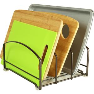 Deco Brothers Cookware Organizer Rack for Kitchen Cabinet, 3 Slot Holder, Bronze