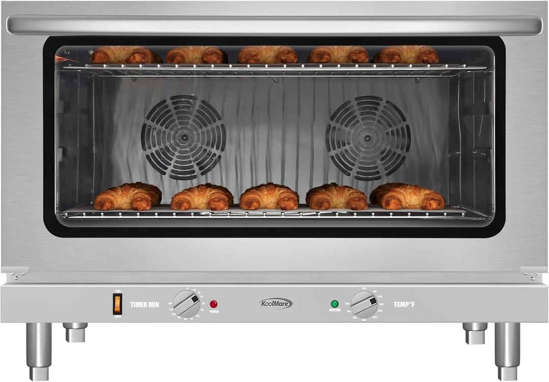 KoolMore 32 in. Commercial Countertop Convection Oven, Holds Full Size Pans, 4 Racks and 3500W of Power, 240V in Stainless-Steel, ETL Listed for Safety and Sanitation (KM-CTCO-44), 4.4 Cu. Ft.