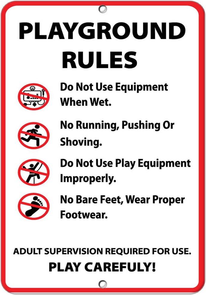 Aluminum Vertical Metal Sign Multiple Sizes Playground Rules Activity Parks and Campground with Border Weatherproof Street 18x24Inches