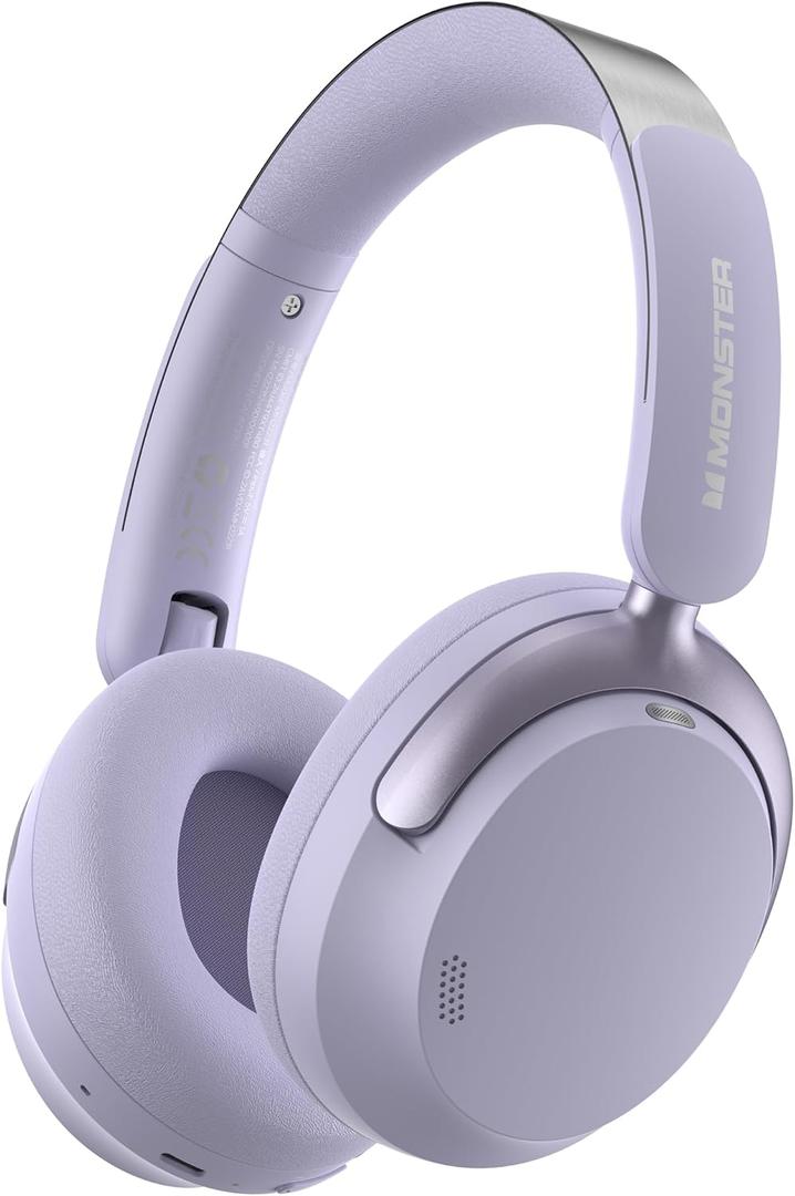 Monster Persona 3rd ANC Wireless Headphones, Noise Cancelling with Bluetooth 5.4, Foldable Lightweight Over Ear Headphones, Clear Calls, 70H Playtime, Dual Device Connection, Comfort Fit, Purple