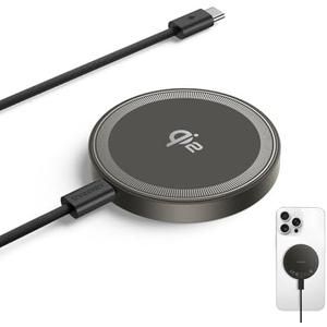 THREEKEY for MagSafe Charger, Qi2 15W Wireless Charger, Fast Charging Pad Dual-Sided Magnets Compatible with iPhone 16-12 Series & Galaxy S25 Ultra, Magnetic Charger with 5FT USB-C Cable (Bronze)