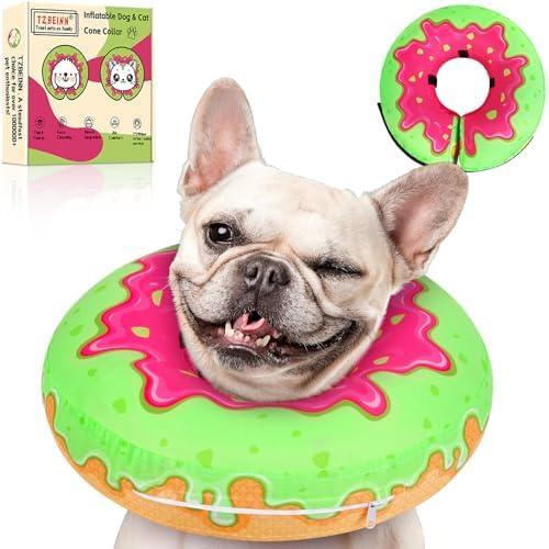 T2Beinn Inflatable Dog Pillow Cone Alternative After Surgery, Donut Soft Head/Neck Collar for Beagle Dachshund Medium Dogs, etc, Protective Comfortable E Collar Recovery Cone Does Not Block Vision