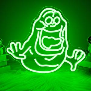 Slimer Neon Sign for Wall Decor Dimmable Green Ghost Neon light Sign Led Ghost Neon Light for Bedroom,Kids Room,Man Cave,Game Room,Neon Party Decorations for Birthday Christmas Gift