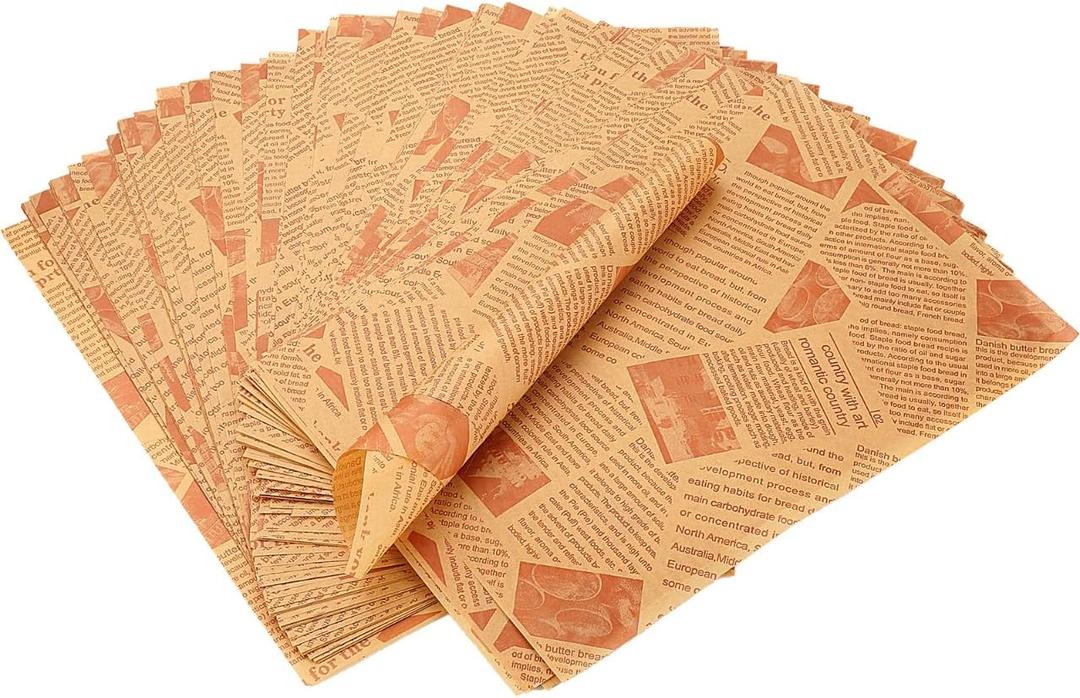 250 Pcs Wax Paper Sheets for Food, Sandwich Wrapping Paper for Food Basket and Plate liners, 12 x 8 In, Newspaper Parchment or Wrapping Breads Burgers French Fries