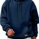 JMIERR Men's Cotton Casual Hoodies Sweatshirts Fashion Long Sleeve Drawstring Fleece Pullover Hoodie with Pockets (3X-Large, Navy Blue)