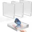 SAMYUCHO Acrylic Base Stand 4 Pack 5 X 5 X 1 Inch Acrylic Blocks for Display Trophy Base Clear Square Cube Riser Display Cylinder Pedestal Stands for Collectibles Jewelry Props Food Display