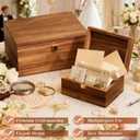 Vicenpal 2 Wooden Keepsake Boxes with Hinged Lid, Acacia Wood Memory Box, S & L, 11 x 8.7 x 5 & 6.9 x 5.2 x 3.5, Decorative Chest Storage for Crafts Photo Card Jewelry, Wedding Ideal Gift for Bridal