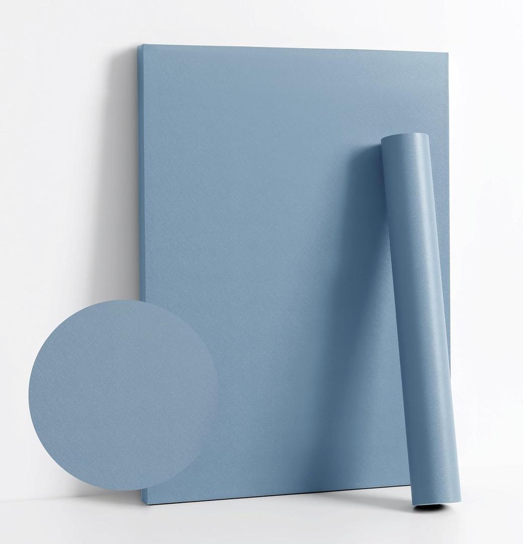 Dimoon 118''x23.6'' Blue Peel and Stick Wallpaper Contact Paper Modern Self Adhesive Wall Paper Removable Renter Friendly Textured Solid Color Shelf Cabinet Vinyl Roll (118''x23.6'',Blue Grey)