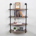 MBQQ Industrial Pipe Shelving Wall Mounted,30in Rustic Metal Floating Shelves,Steampunk Real Wood Book Shelves,Wall Shelf Unit Bookshelf Hanging Wall Shelves,Farmhouse Kitchen Bar Shelving(4 Tier)