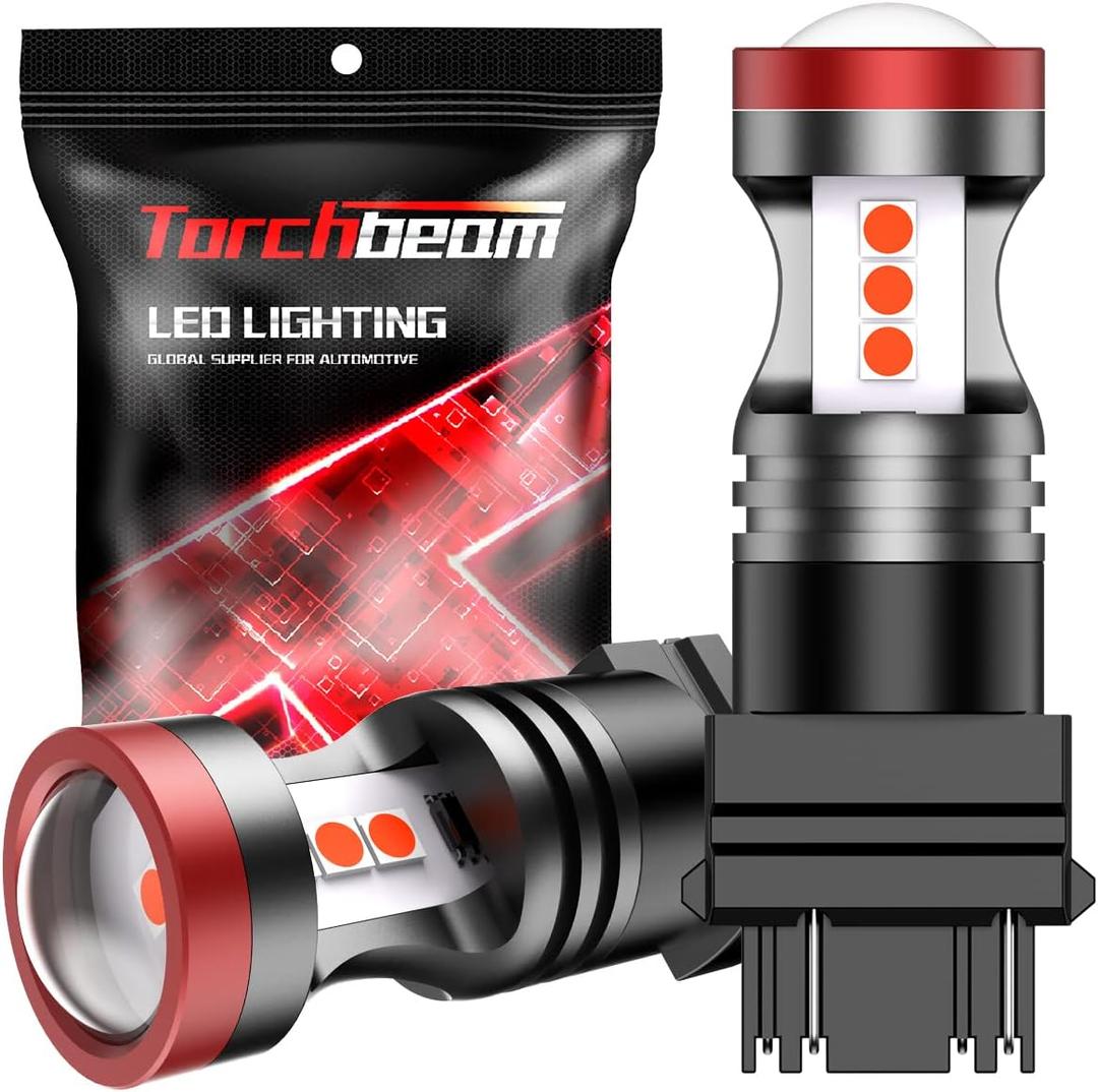 Torchbeam 3157 3156 LED Bulbs Red for Strobe Brake Lights Tail Lights, Super Brilliant 3056 3057 3047 4057 4157 LED Bulbs for Stop Lights, Parking Lights, Red LED Car Bulbs, Canbus-Free