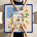 Blue Coastal Beach Mahjong Mat 31.5 x 31.5 in, Beach Gifts for Women, Coral Non-Slip Noise Reduction Mahjong Table Cover Accessories Supplies for Dominoes Poker Card Board and Tile Games Gifts