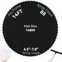 Replacement Trampoline Mat for 14 FT 72/88 Springs, Trampoline Mat Replacement 6.5"-7.0" Springs, UV-Resistant, Includes Pull Hook and Gloves