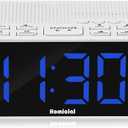 Digital Alarm Clock Radio with AM/FM Radio, Multi-Colors 1.4 LED Digits, Preset, Sleep Timer and Clear Display with Dimmer for Bedroom Bedside, Outlet Powered with Battery Backup (White)