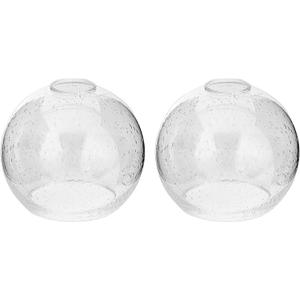 Handblown Clear Seeded Glass Globe Shade 1.65" Fitter Opening Replacement Lamp Shade for Pendant Lights, Chandeliers, Wall Sconces, Vanity & Ceiling Fixtures (2 Pack)
