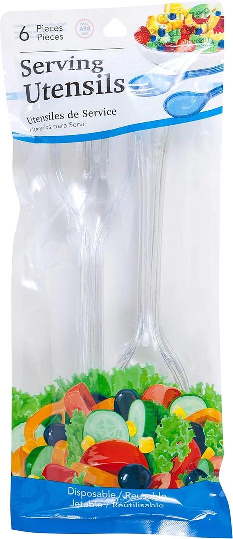 Jacent 6 Piece Blue Plastic Serving Utensils, Colors Vary - 1 Pack