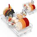 TOOLF Expandable Dish Rack, Dish Drying Rack for Kitchen Counter, Foldable Dish Dryer Rack, Stainless Steel Dish Drainer Racks with Cutlery Holder, Collapsible Dish Drying Racks Large Size, White