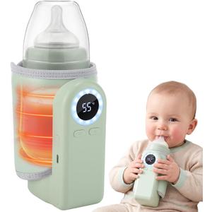 Portable Bottle Warmer for Travel, Rapid Heating Breast Milk & Formula Warmer with Battery Powered Temperature Control, Cordless Rechargeable Milk Warmer for On The Go Baby Feeding