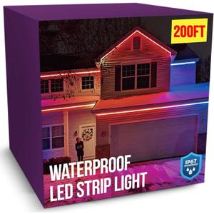 200ft Outdoor Led Strip Lights Waterproof IP67 with Self-Adhesive, Low Voltage 24V, Heavy Duty, Color Changing, Music Sync, Wireless Remote & App Control