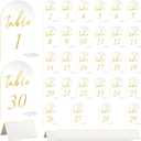 30 Sets Arch Wedding Table Numbers with Stands Gold Printed 1-30 Table Signs Clear Acrylic Table Number Display Stand for Wedding Reception Party Centerpieces Decor (4 x 6 Inch)