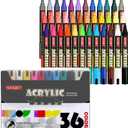 SFAIH 48 Vibrant Acrylic Paint Markers - [Ultra High Coverage]1-2mm Fine Tip Paint Pen for Any Surface, Halloween Decorations, Pumpkin Painting, Paper Rock Wood, Non-Bleeding Permanent Ink, Non-Toxic